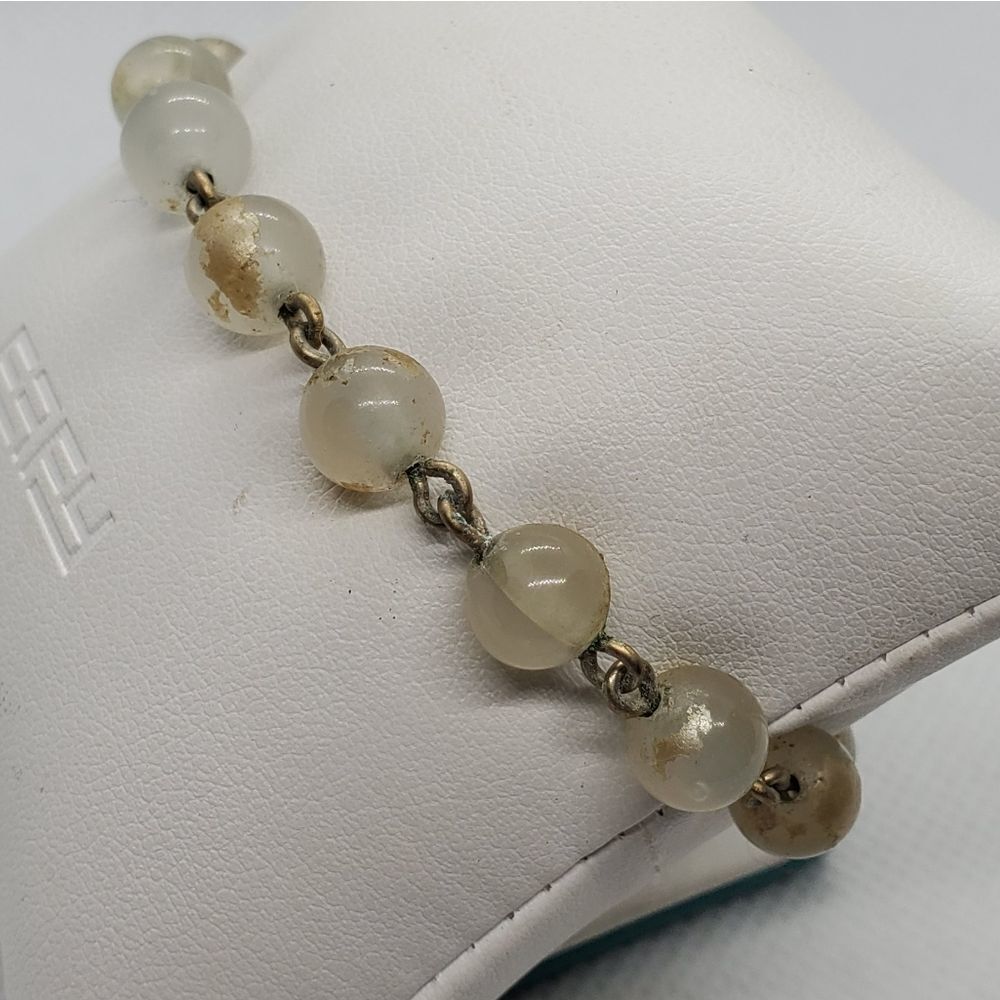 Vintage Silver Tone & Glass Bead Bracelet - Picture 2 of 6